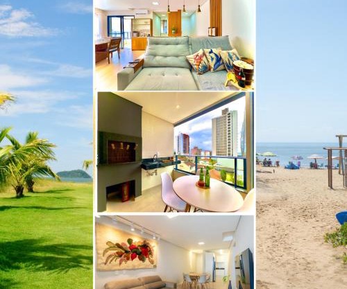 Apto a VISTA MAR 150m PRAIA Cozinha completa CHURRASQUEIRA AR CONDICIONADO Wi-Fi e vaga privativa de garagem Reserve agora mesmo
