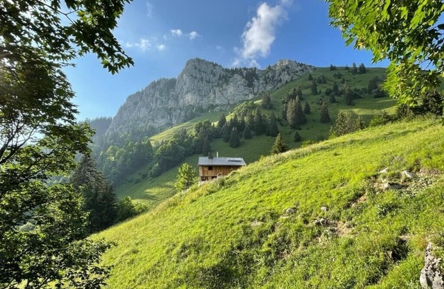 Chalet atípico en pastos alpinos