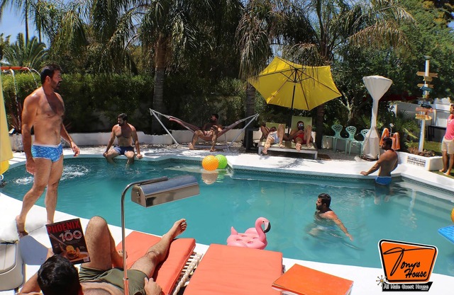 Big RV, next to clothing optional pool and hot-tub, at tony's house