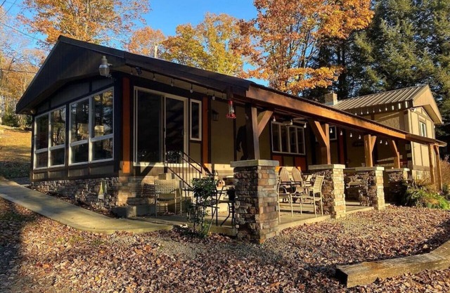 Camp Sideways · Lakeside Fall Spectacular! Cabin w/Hot Tub, Fire Pit, Fireplace