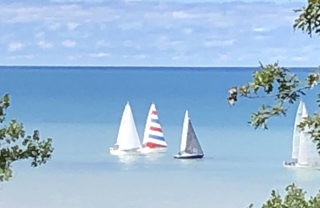 Charming, beach house close to town on dune with fabulous view of Lake Michigan