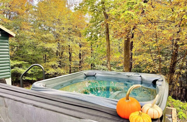 Chic Treehouse Cabin with Pedal Boat, SUPs, Lake Access, Hot Tub, BBQ & Fire Pit
