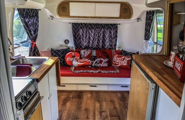 Coca-Cola themed 1968 Airstream. Walk to the Snake River.