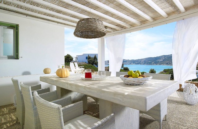 Dazzling Milos Villa | Villa Morgoth | 2 Bedrooms | Breathtaking Sea Views | Spacious Furnished Terrace with Shaded Outdoor Dining Area | Private Garden | Provatas