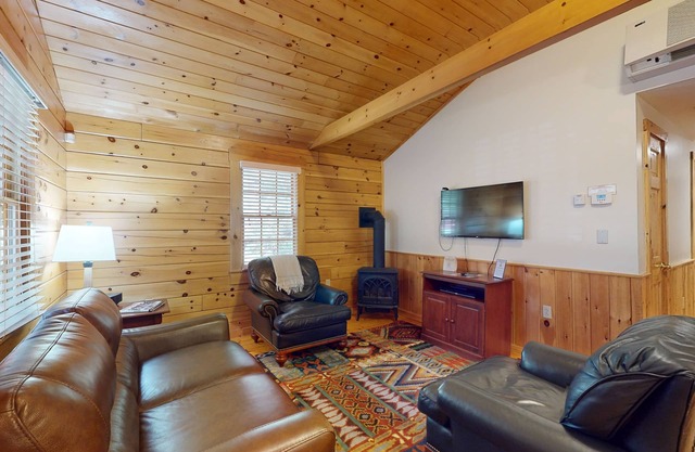 Escape to a dog-friendly cabin w/streaming, kitchen, fireplace & nature nearby