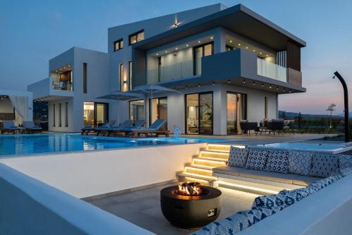 Exclusive Crete Villa 4 Bedrooms Villa Blue Lavish Interiors Infinity Pool Incredible Sea Views Terrace With Bbq Gym Rethymno