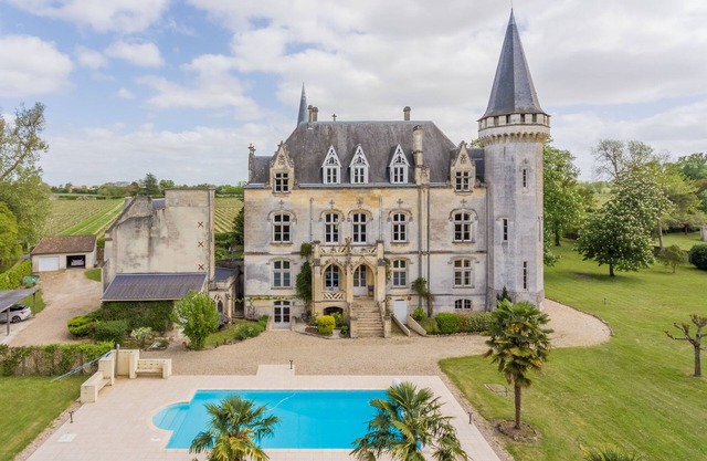 Fairytale Chateau with pool surrounded by vineyard and parc