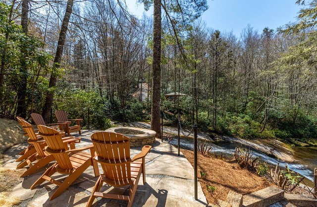 Gorgeous Waterfront Mountain Retreat with Firepit and Waterfall