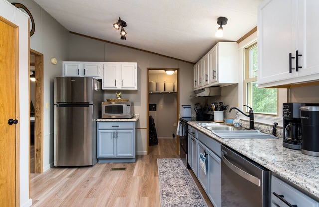 Lakefront home, peaceful setting, beautiful views of the lake and floating dock.