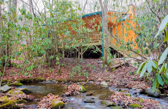 Cabaña de madera ubicada en las montañas y situada en Collett Creek
