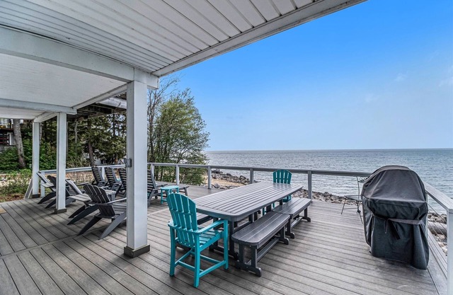 Master Lodge | Panoramic Lakeview Retreat for 20 | Spacious Dining Deck