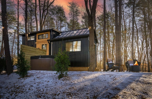 Tiny Home fire pit + hot tub + community game room