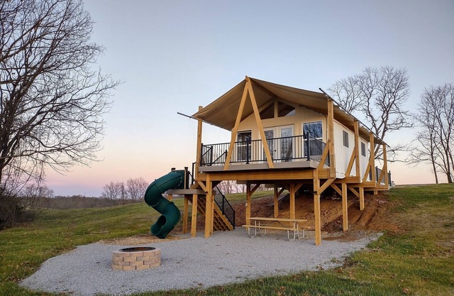 Ultimate Family Glamping Tent (w/ twisty slide)