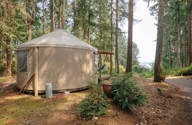 Glamping - Combo de Yurta y Trailer muy bonito en el área arbolada con vista de sonido Puget