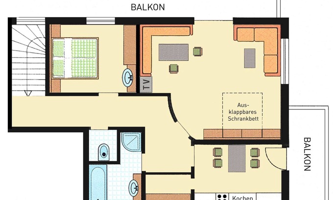 Reit im Winkl Apartamento | (02) Apartamento de dos habitaciones de 71 m2, baño / aseo, dormitorio adicional, cocina, balcón