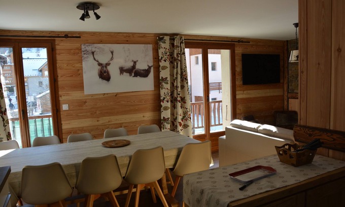 Valloire Apartamento | 100 m2 le col des Rochilles / 10 personas 4 **** en el centro de Valloire