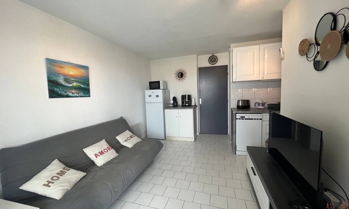 Sete Apartamento | 2 pièces cabine avec loggia vitrée vue canal et garage fermé