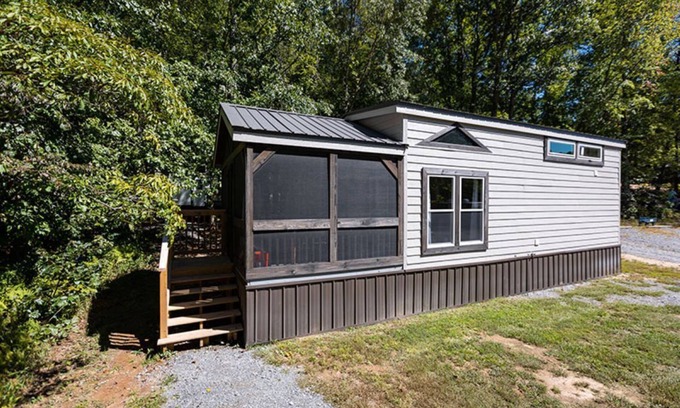Mill Spring Casa | 2-story tiny home nestled on the creek, quick walk to pool and playground, private firepit, sleeps 7.