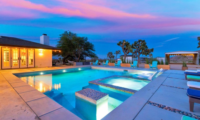Joshua Tree Casa | 20 Acre Joshua Tree Pool/Spa Home Game Room/Bball Court