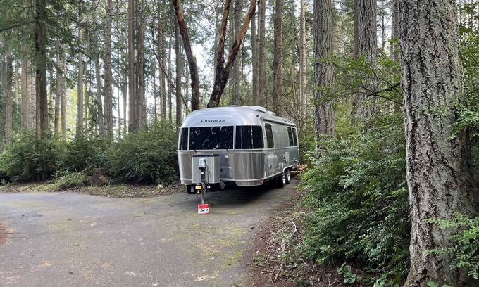Vashon Island Casa | 25' Airstream in the Forest with Sound View - Dry Camping