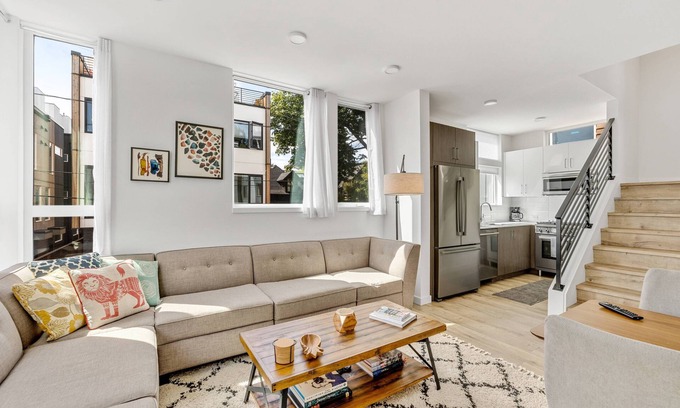 Minor Casa | 2BR Townhome w/ City Skyline Views & Easy Parking!