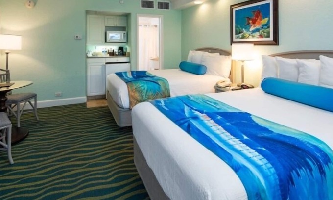 St. Pete Beach Hotel | 3 Deluxe Rooms w/ 2 Double Beds at RumFish Beach, Steps from White Sand Beaches