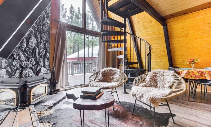 Big Bear City Cabaña | 3 Mi to Big Bear Lake: A-frame Cabin w/ Deck!