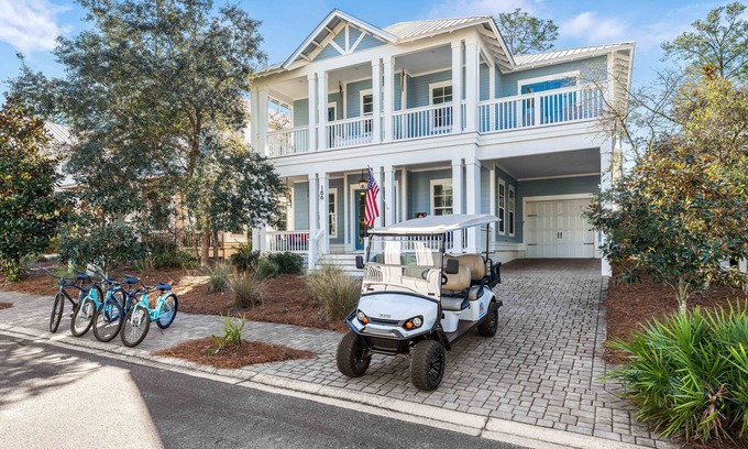Lakeside at Blue Mountain Beach Casa | 30A Gated Community ☀️ Golf Cart | 4 Bikes | *Heated & Chilled Pool ☀️ Beach Equipment