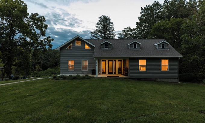 Columbiaville Casa | 3BR Creekside Retreat with Hot Tub, Firepit & 10min to Hudson