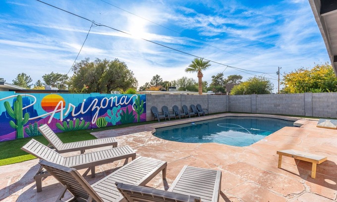 Cavalier Estates Casa | 4 Bed Mid Century Modern w/ Pool, Putting Green, Wood Fired Pizza Oven, Sleeps 9