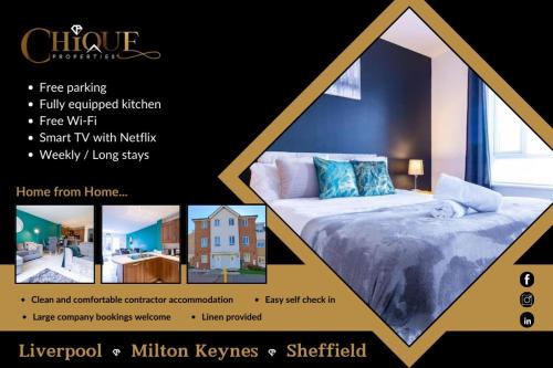 Milton Keynes Casa | 4BR Contractor Town House 2.5bathrooms, 2 free parking spaces managed by Chique Properties