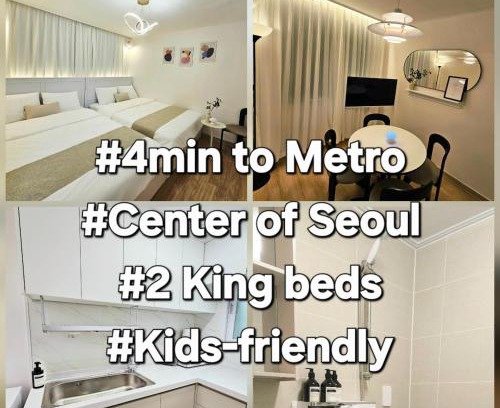 Wangsimniil-tong Apartamento | 4min to Metro Line2 in Seoul's Heart 2King beds