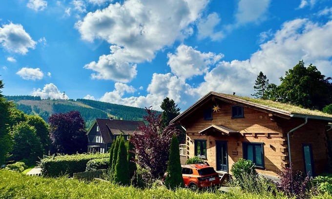 Hahnenklee Casa | Casas de troncos de 5 estrellas con sauna + chimenea en los Alpes - estilo chalet, relajarse "cabaña"