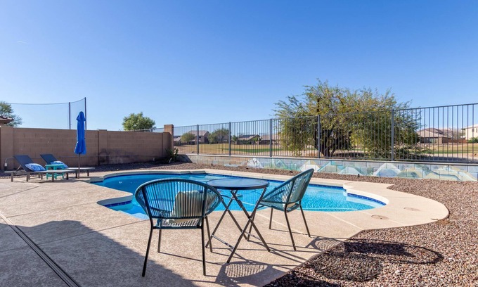 San Tan Valley Casa | 5BR/3BA Home with Private Heated Pool and Golf Course Views in San Tan Valley