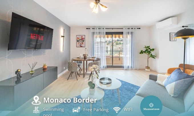 Beausoleil Apartamento | 5mn Monaco - Vue mer - Parking - Piscine - BB