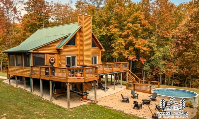 Freetown Apartamento | 9 Oaks Log Cabin of Brown County