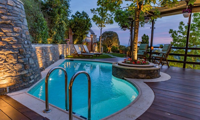 Milies Villa | Residencia Aenaon: piscina privada, vista panorámica, elegancia delicada [5 personas]