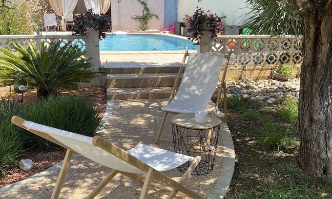 Cuxac-dʼAude Casa | Air-conditioned house with private pool 8 km from Narbonne