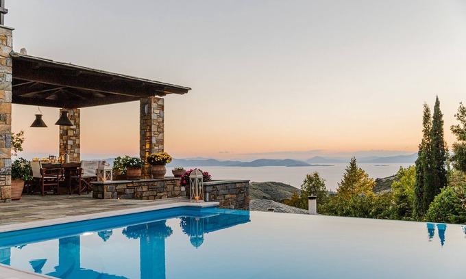 Milies Villa | Villa Akrolithos - Piscina privada│Vista impresionante│Confort lujoso