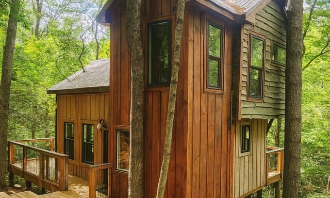Dahlonega Cabina | Al's Nest: Secluded Treehouse Overlooking Creek