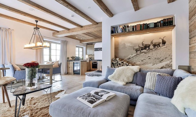 Frasdorf Apartamento | Alpenglühen-chalet-suite 90m², 2 Schlafzimmer, Wohnraum mit Küche und Bad mit Sauna