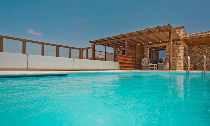Karpathos Villa | Amazing Karpathos Apartment | Apartment Xi | 1 Bedroom | Private Veranda with Outdoor Furniture | Shared Swimming Pool | Shared Seating Area with Stunning Sea Views | Michaliou Kipos