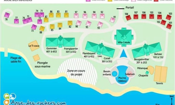 Anse des Rochers Apartamento | Anse des Rochers sur Plage*Piscine*Vue Mer*Tennis