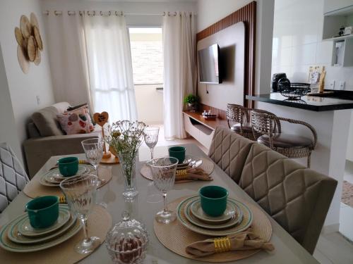 Aruanda Apartamento | Apê Prime Confort 2 quartos com ar, vista piscina - a 6min da praia de Aruana