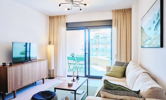 Los Llanos Apartamento | Apartamento 'Bc01 El Sueño Marinsa Beach 2' con vistas al mar, Wi-Fi y aire acondicionado.