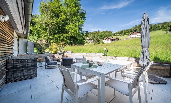 Saxel Apartamento | Apartamento 'Bois Joli Spa-terrasse Privatisés' con terraza privada y Wi-Fi