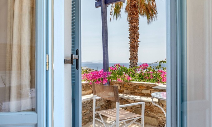 Agios Ioannis Apartamento | Apartamento 'Ethelio Rinia' con vistas al mar, Wi-Fi y aire acondicionado