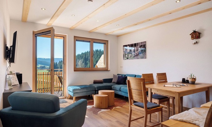 Langenordnach Apartamento | Apartamento 'Ferienwohnung Kuhgeflüster' con terraza compartida, jardín compartido y Wi-Fi