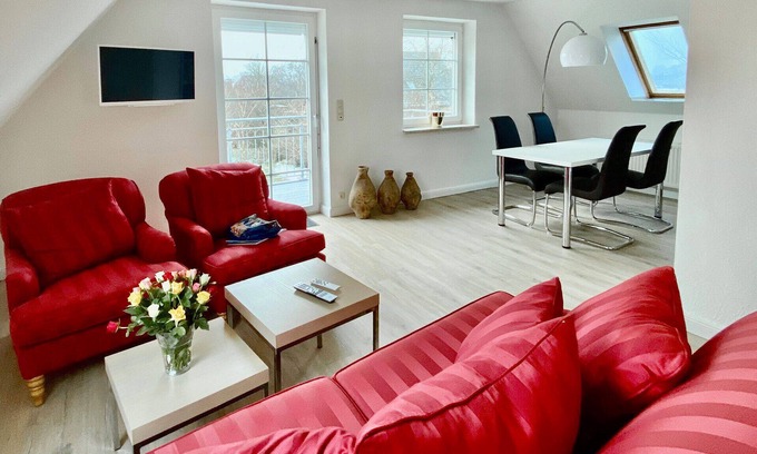 Enge-Sande Apartamento | Apartamento 'Ferienwohnung Diddi' con balcón y Wi-Fi