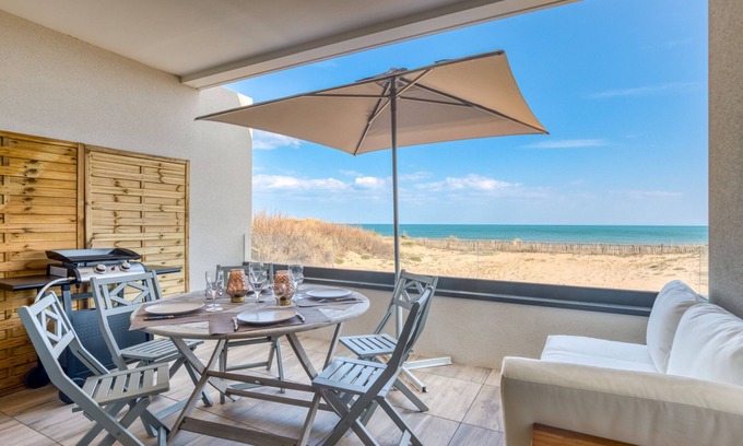 Marseillan Apartamento | Apartamento 'Grains De Sable' con vistas al mar, terraza privada y aire acondicionado.